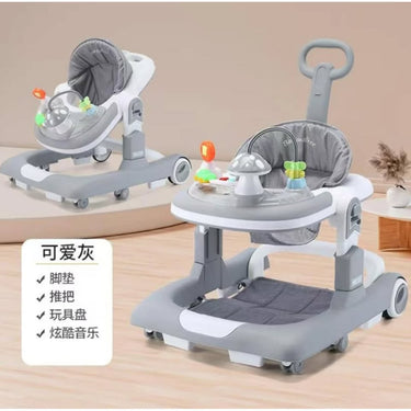 Multi-functional 3in1 Baby Mushroom Musical Walker - Gray